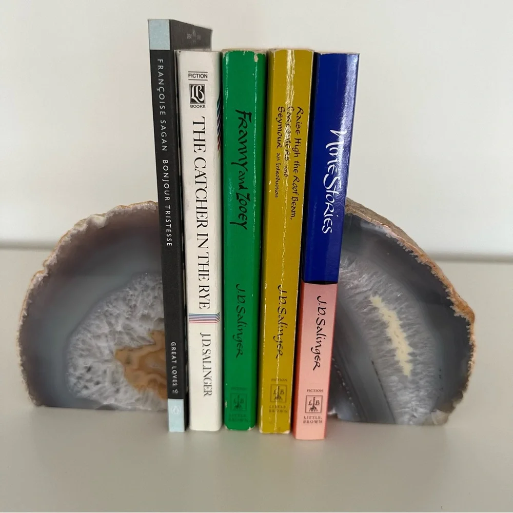 West Elm Agate Natural Stone Bookend Pair in Shades of Purple 4 3/8